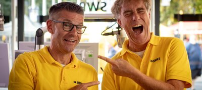SWR1 Moderatoren Frank Jenschar und Hanns Lohmann (v.l.n.r.). © SWR